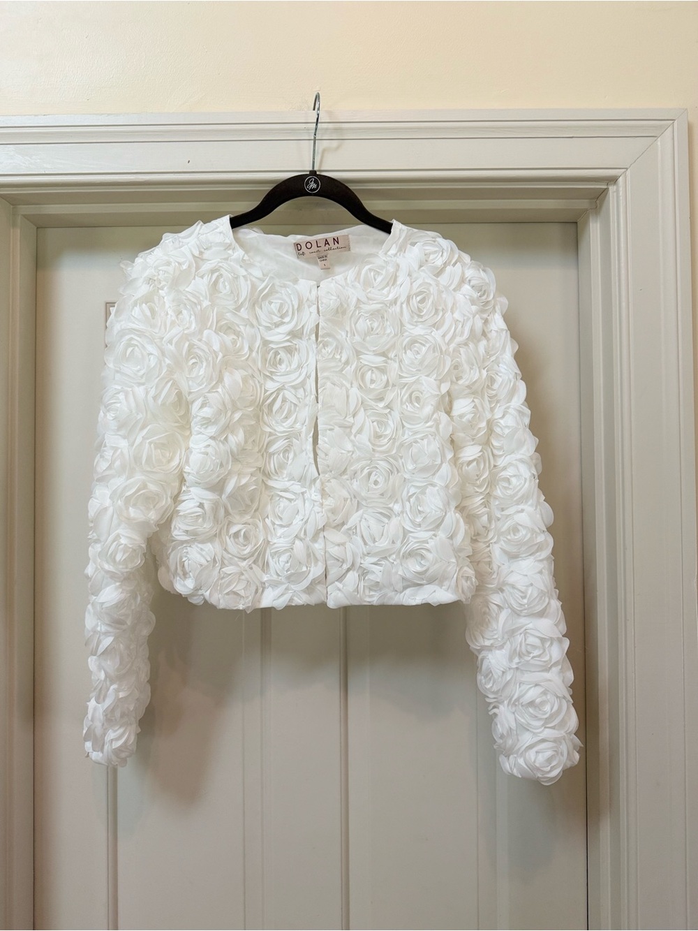 Anthropologie/ Dolan White Rosette Cropped Jacket (Size Small)